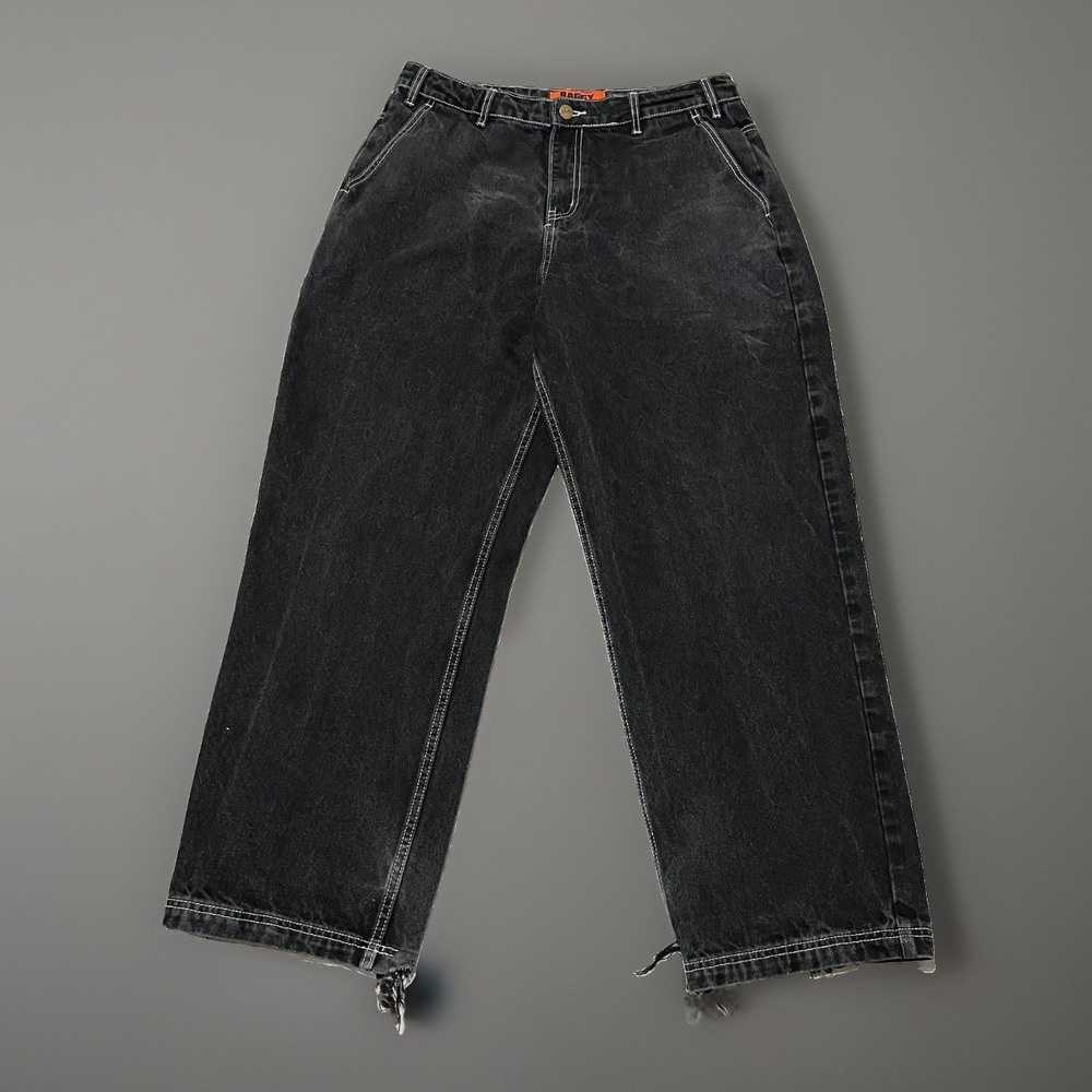 Butter Goods Mens Black Washed Y2K Skate Very Baggy Fit Wide Leg Jeans Size 32